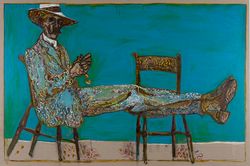 Man on Chairs (Orange Peeler)