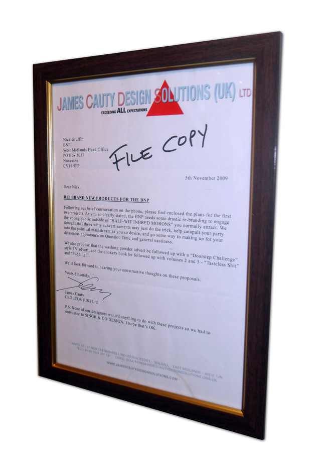 JCDS (UK) Ltd Letter to the leader of the BNP