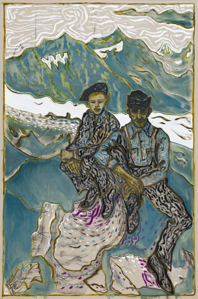 at segantinis hut, sitting