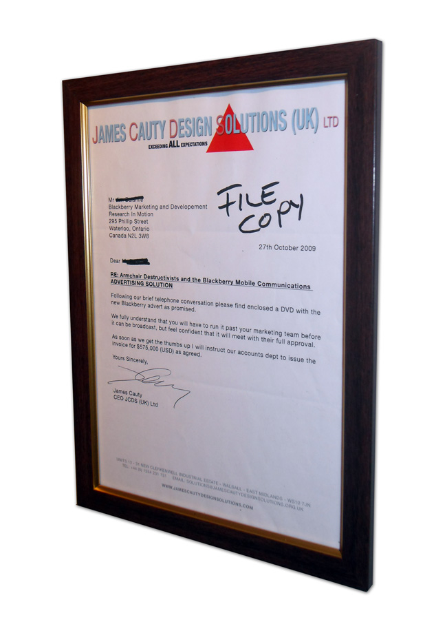 JCDS (UK) Ltd Letter to Blackberry Mobile Communications