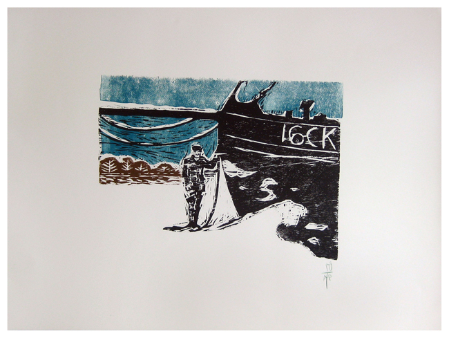 Frozen Estuary - Oyster Smack, Caroline, 1947