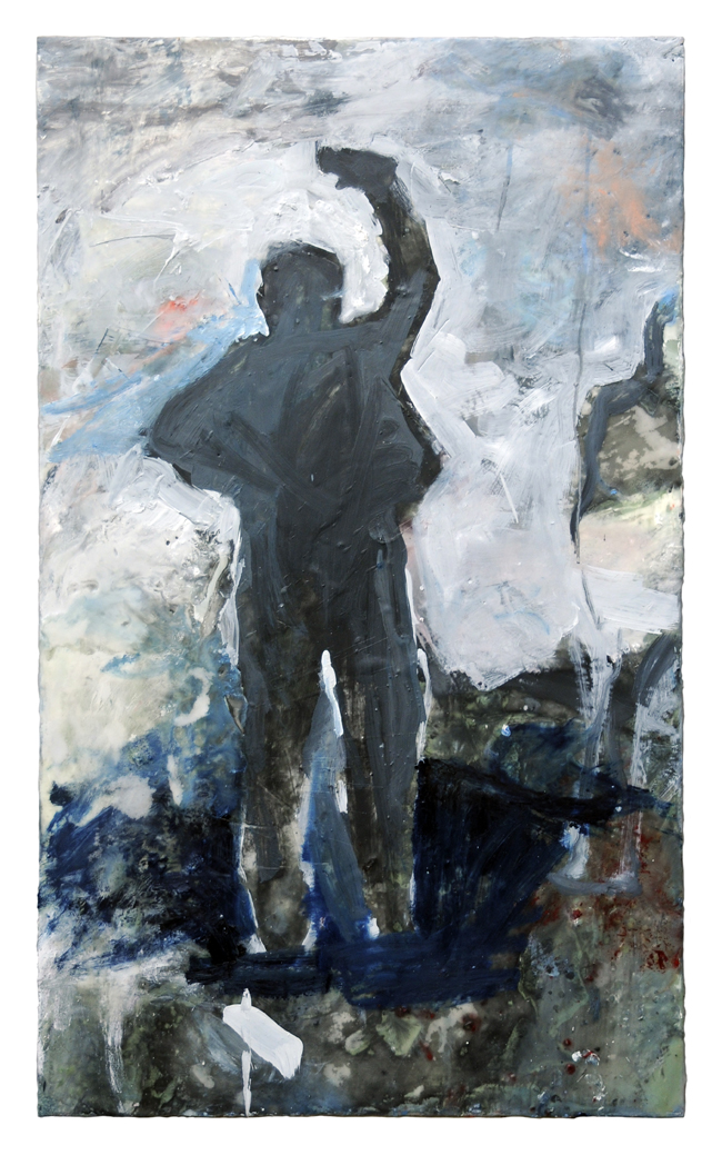 HARRY ADAMS: Man on Rock Waving