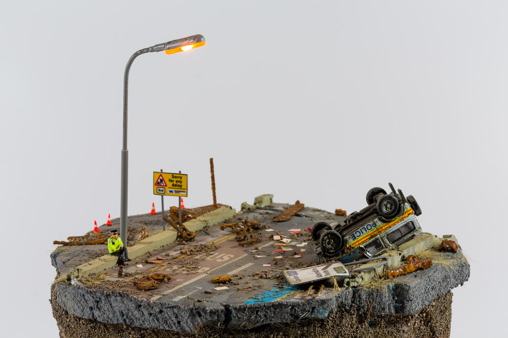 JAMES CAUTY Small Dog Overturns LandRover