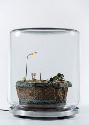 JAMES CAUTY Small Dog Overturns LandRover