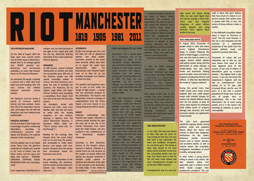 Click the image to read the RIOT in MANCHESTER pamphlet 