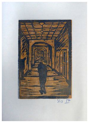 Ward Porter Woodcut Oakwood Mental Hospital