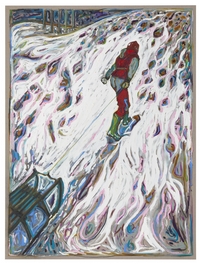 Pulling Sledge up Snowy Slope