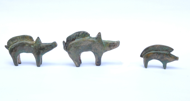 wild pigs SET of 3 bronze sculpture SPECIAL OFFER