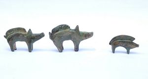 wild pigs SET of 3 bronze sculpture SPECIAL OFFER