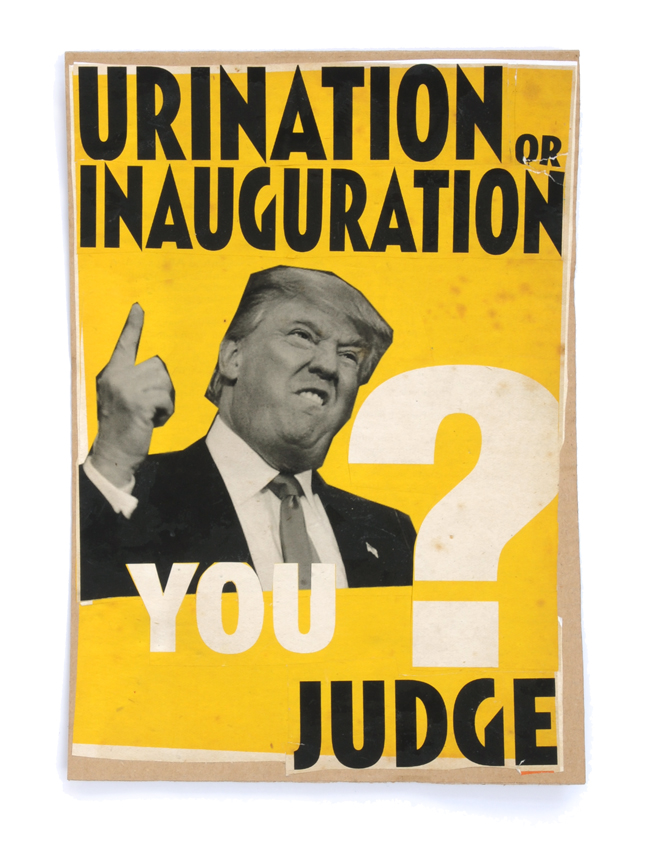 Billy Childish ART HATE USA: URINATION Day Special - TRUMP! Original Collage