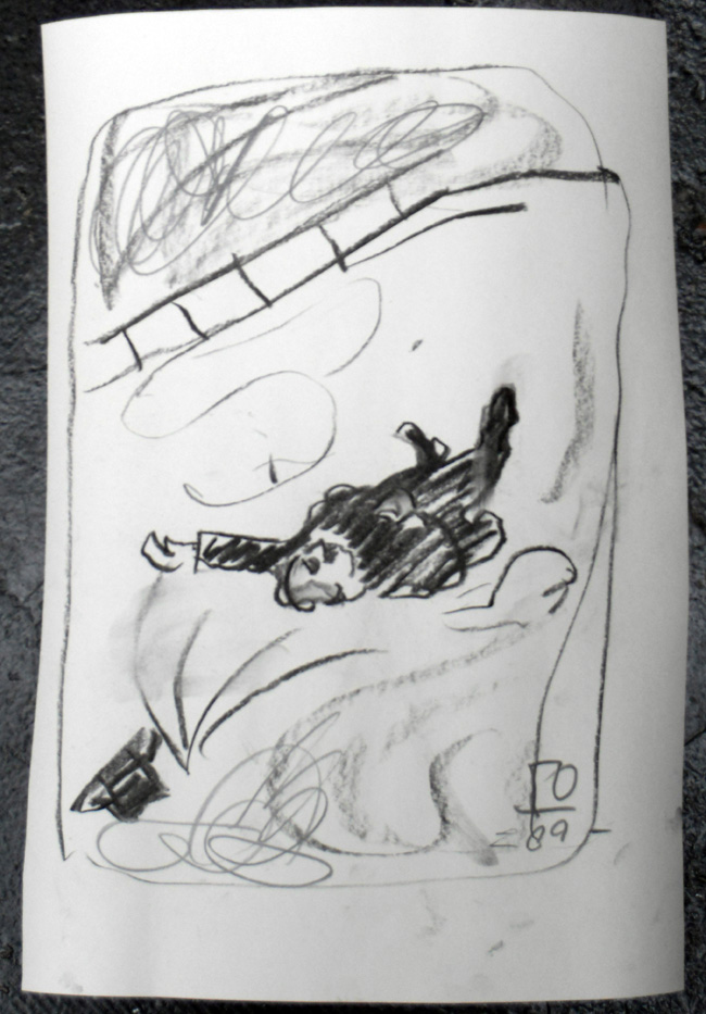 Robert Walser Lying Dead in the Snow - Charcoal Sketch 2