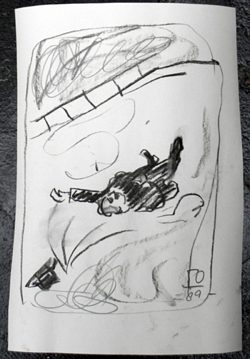 Robert Walser Lying Dead in the Snow - Charcoal Sketch 2