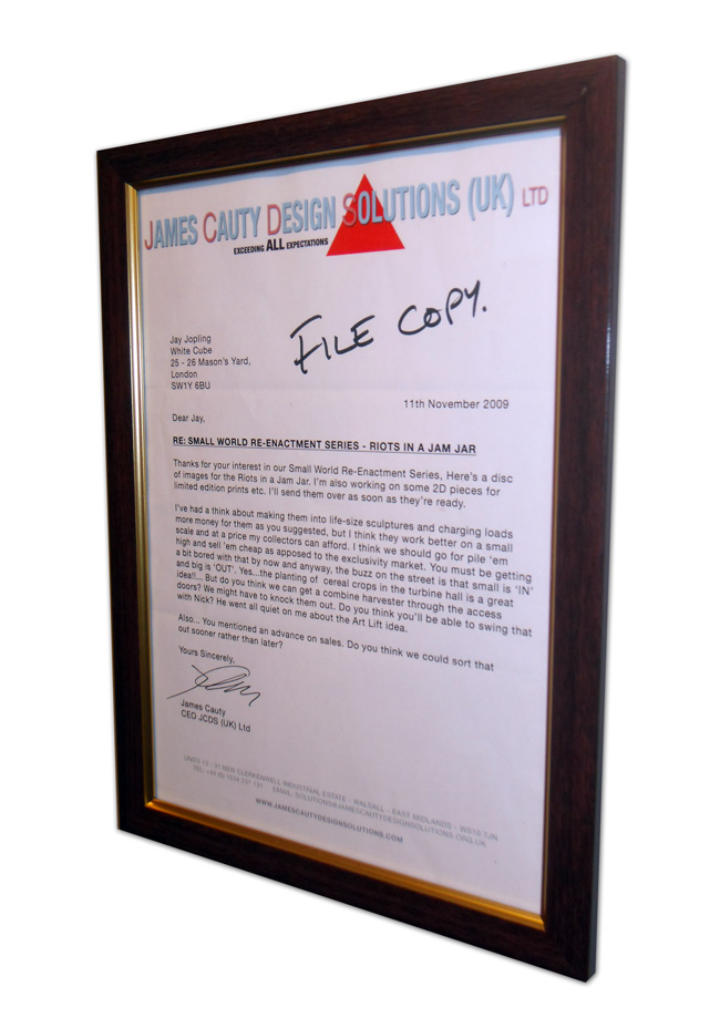 JCDS (UK) Ltd Letter to Jay Jopling at White Cube