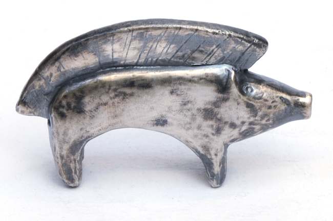 wild pig 1 solid silver sculpture